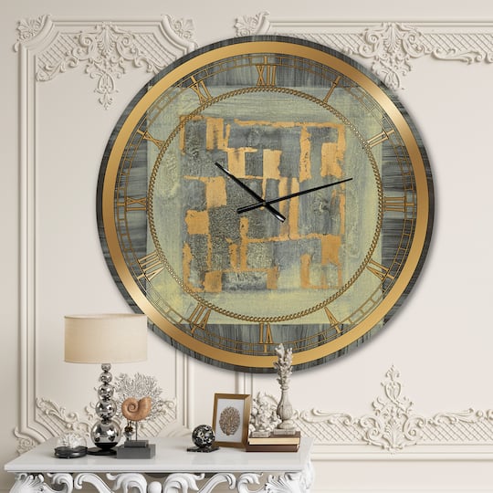 Designart 'Gold Geometric Tapestry Ii Glam Wall Clock